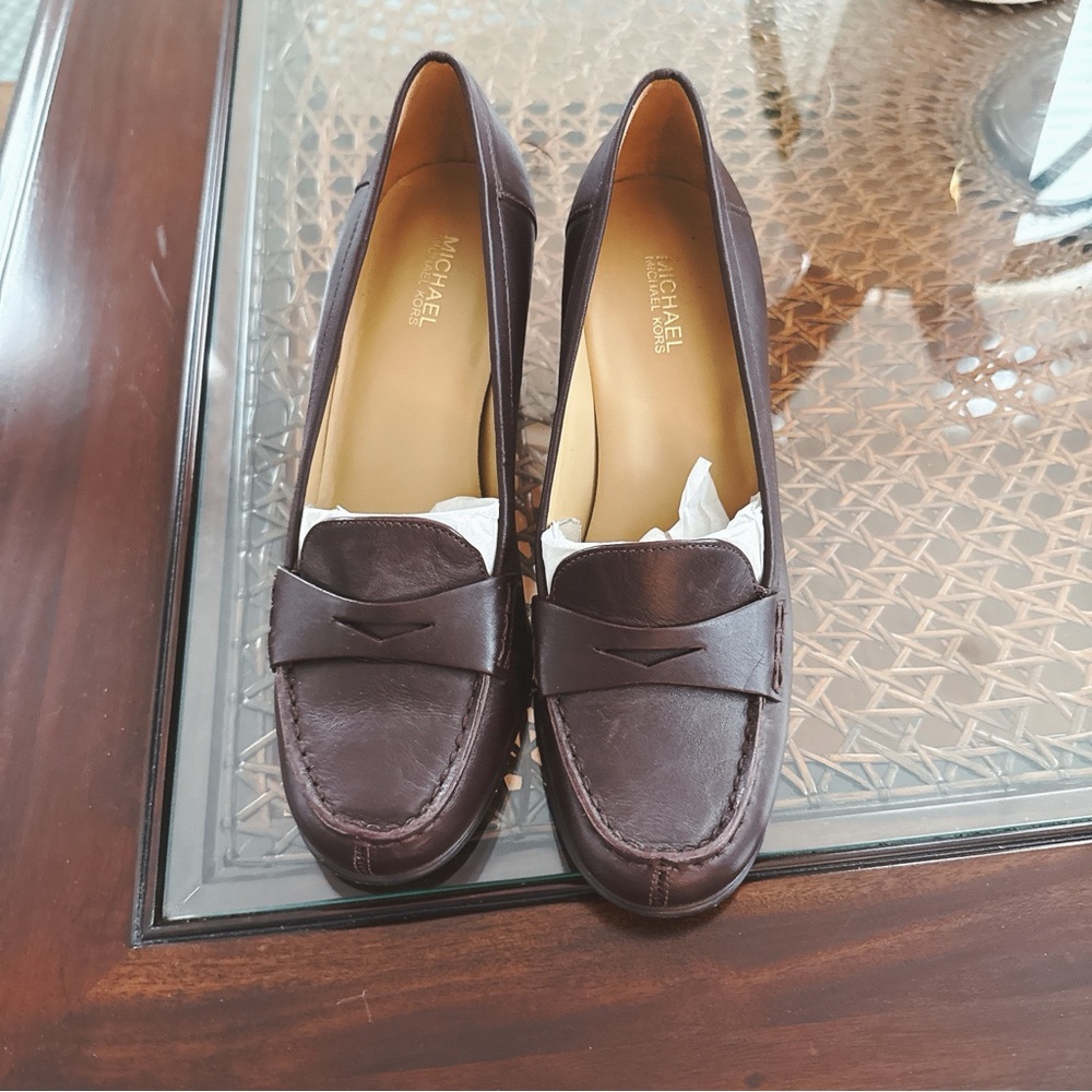Michael Kors Burgundy Soft Leather Loafers - Picture 4 of 5